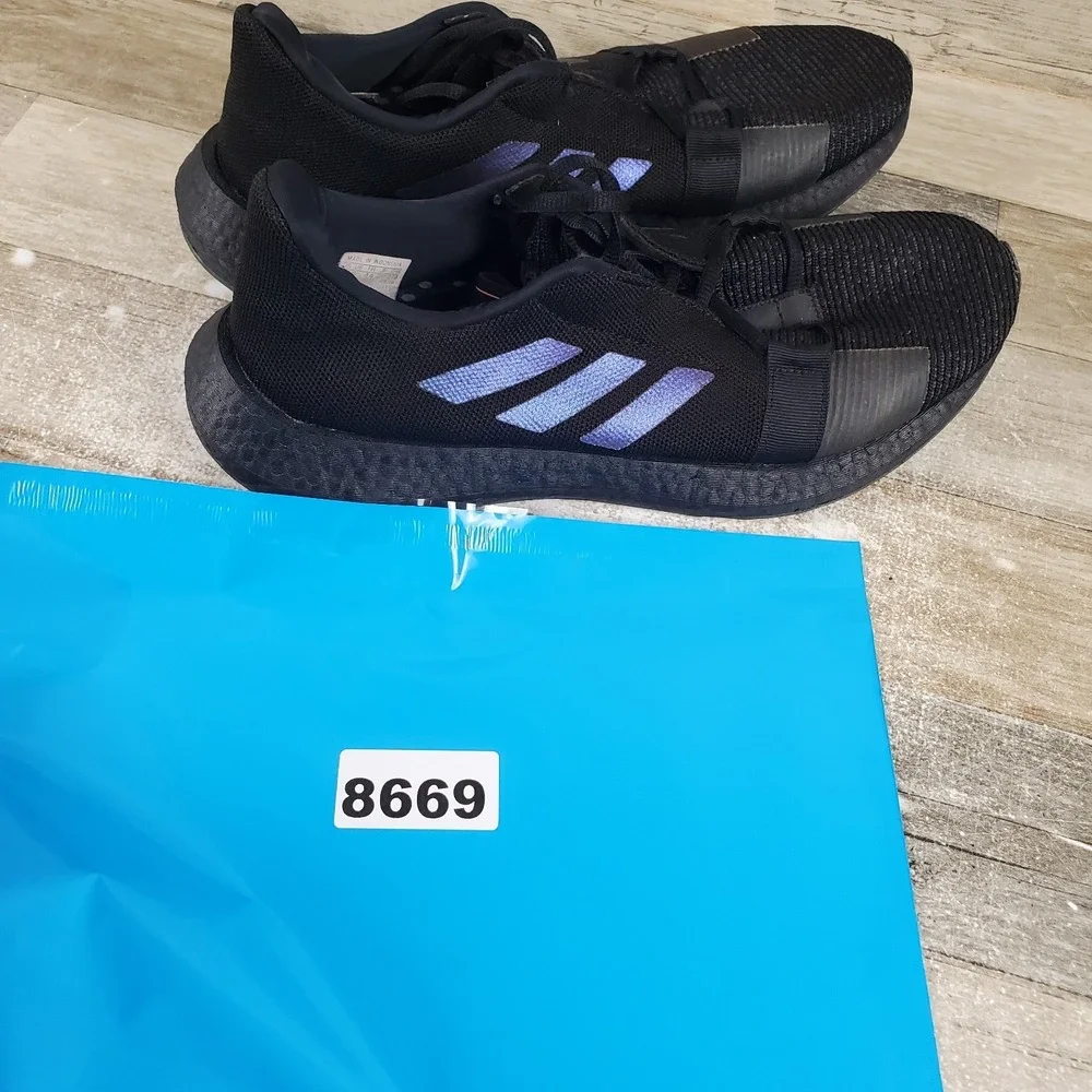 Adidas Senseboost GO Mens Shoes Sz 10 Running Core Black Boost Blue Violet Met